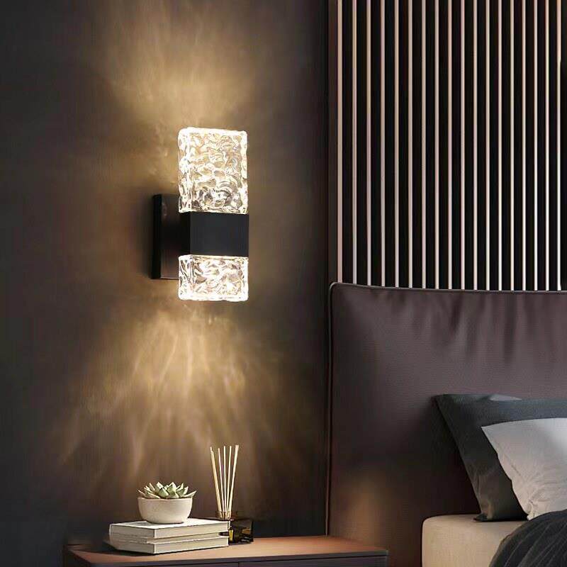 后现代水晶壁灯轻奢黑色简约卧室床头灯创意客厅电视背景墙走廊灯