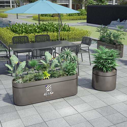 户外园林不锈钢花箱花坛绿植种植箱铁皮花盆市政景观园艺花槽