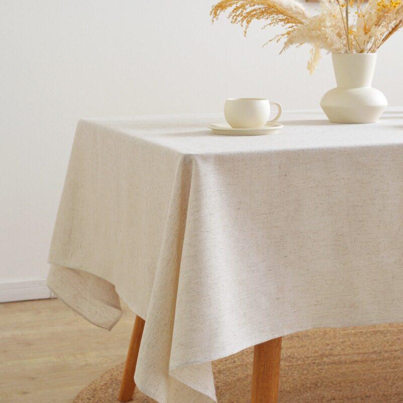 日式简约侘寂风涤麻茶桌布艺亚麻粗麻素色纯色餐桌布客厅茶几盖布