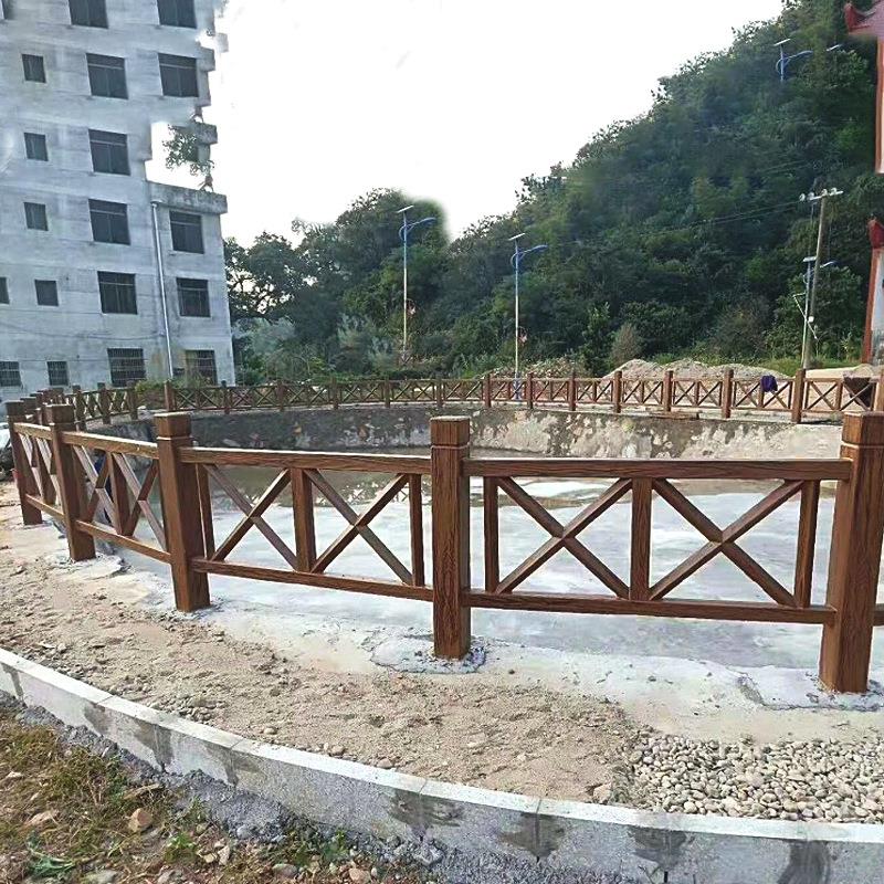 水泥仿木护栏户外庭院河道池塘围栏景观园林隔离杆混凝土仿木栏杆