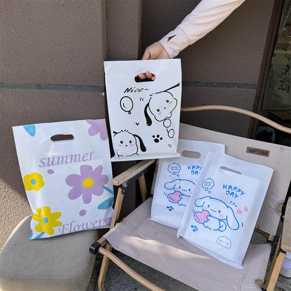 卡通可爱加厚迷你小袋子化妆饰品礼品衣物服装店手提扣手塑料收纳