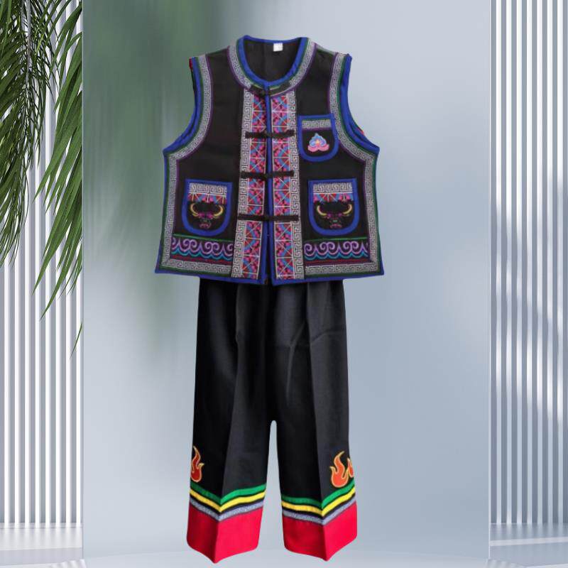 正品云南哈尼族服装儿童马甲2025款舞绣蹈演出服少数族民帆新布花