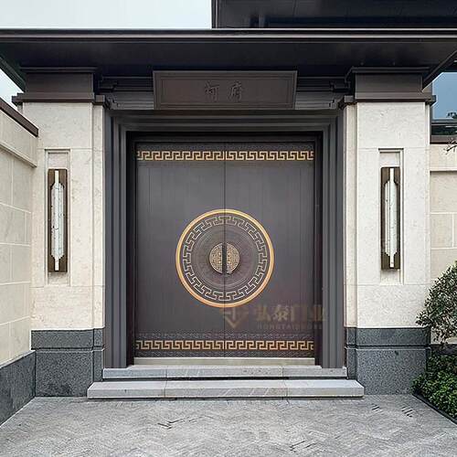铸铝门别墅大门双开门楼门中式入户门农村自建房进户对开子母定制