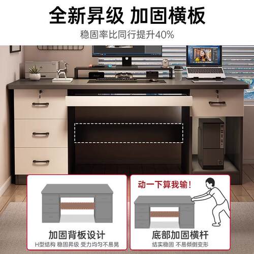 办公桌老板桌2025新款轻奢简约办公室桌带抽屉员工位领导电脑桌子