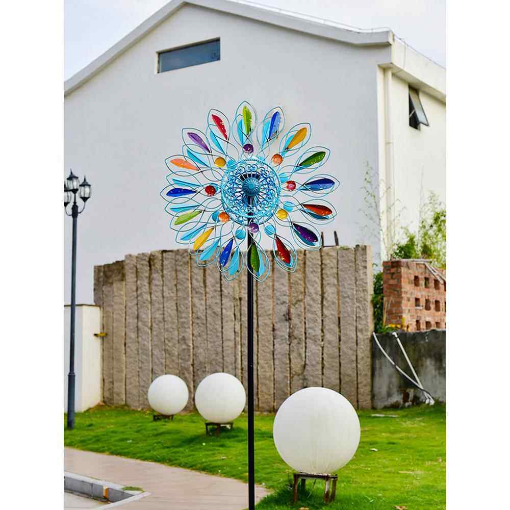太阳能旋转铁风车庭院阳台花园景观布局室外房屋庭院装饰摆件