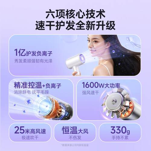 VTT折叠吹风机家用小便携式负型静音恒温大风力速干电离吹风子筒8