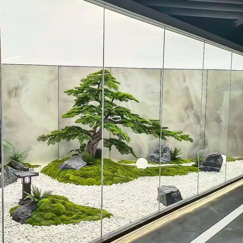 树迎客松假树室内外橱窗装饰商场造景松树罗汉松仿真绿植仿真花