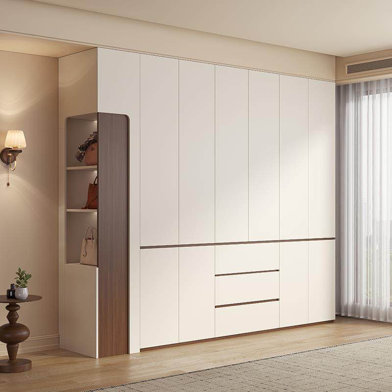 实木衣柜定制全橡木新款2025爆款卧室家用分段式免拉手北欧大衣橱