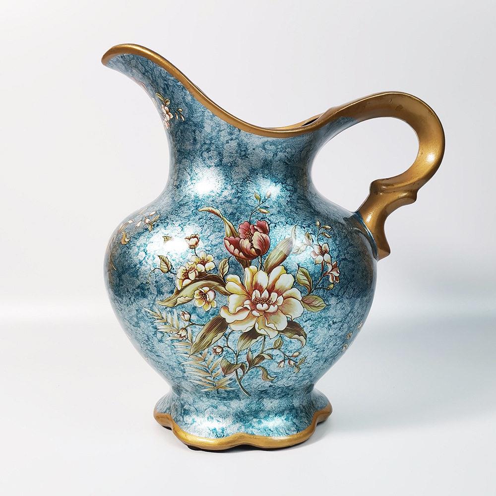 欧式轻奢工艺花瓶插花瓶陶瓷彩绘家居装饰品大号桌面花瓶客厅