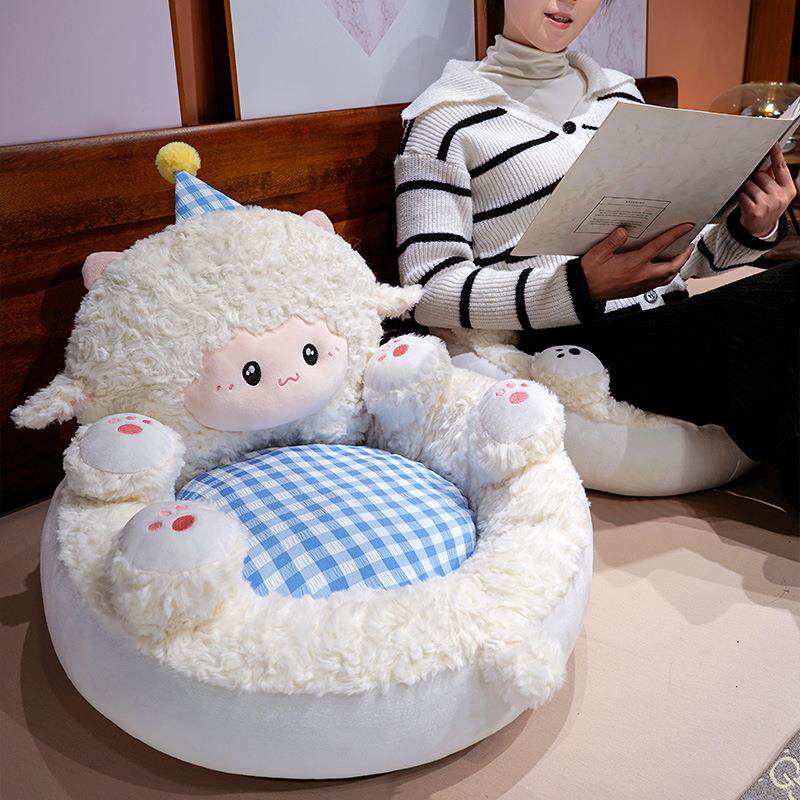卡通翻肚蒲团护腰坐垫地上懒人靠背一体秋冬加厚阳台飘窗沙发坐墩