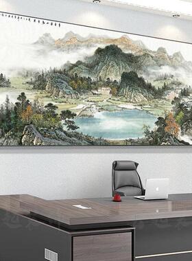 聚宝盆山水画3d立体壁画办公室字画客厅背景墙面风景装饰西墙挂画