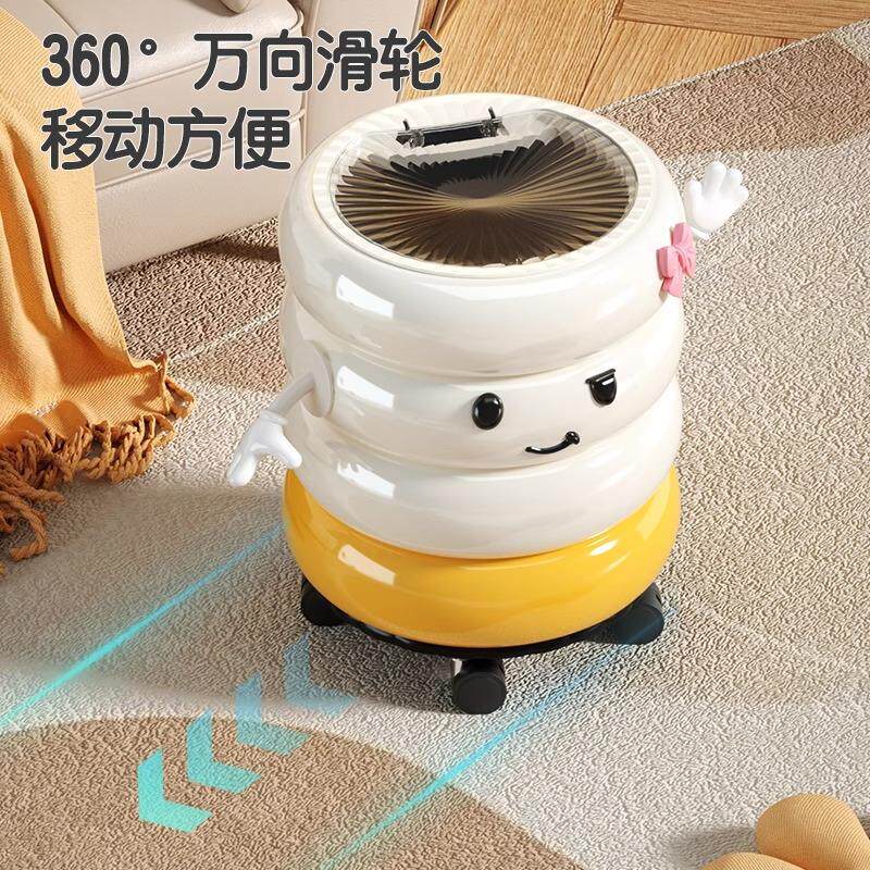 垃圾桶家用高颜值奶油风收纳桶卧室客厅大容量带盖可移动收纳纸篓