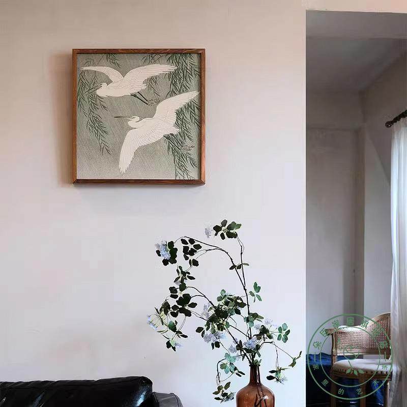 【绿柳白鹭】新中式高级画花鸟图玄关客厅沙发背景餐边柜挂画乔迁