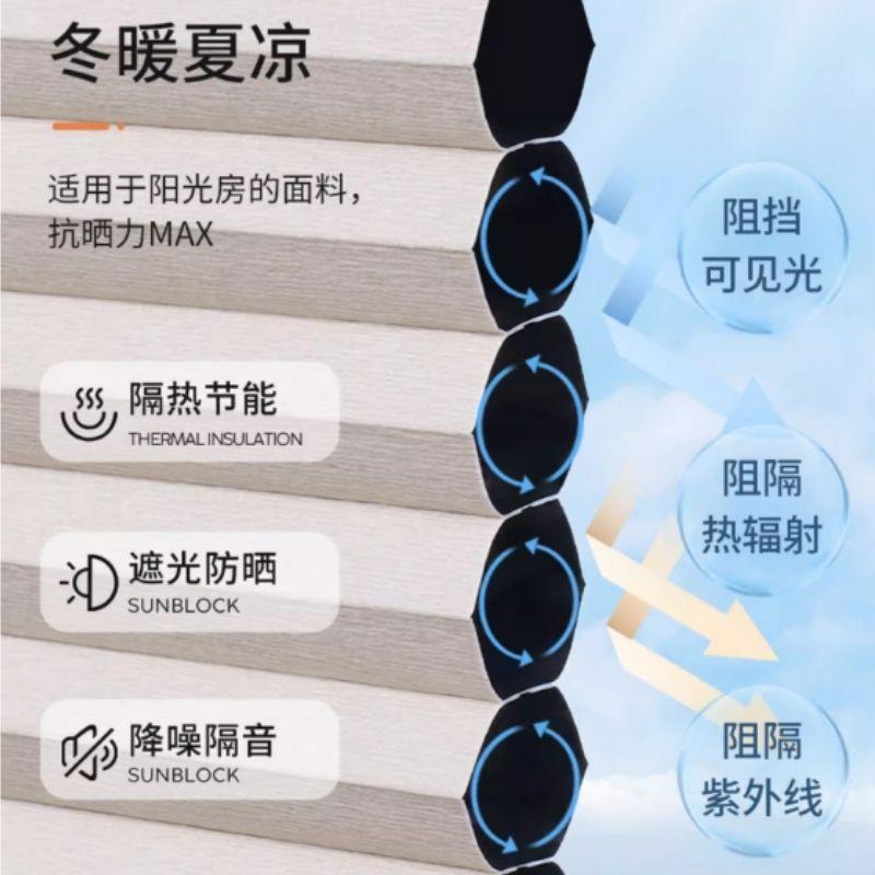 天窗玻璃阳光房遮阳帘手动电动天棚蜂巢帘防晒降温隔热遮光蜂巢帘