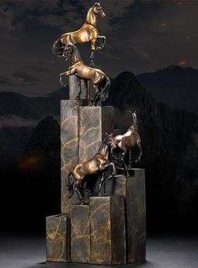 黄铜马摆件商务礼品步步高升登高马办公室桌面摆设送领导升迁礼物