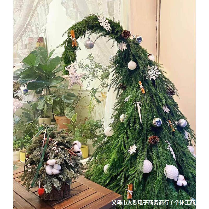 圣诞树歪脖子天竺少女真植物手工圣诞装饰品室内门店场景布置引流