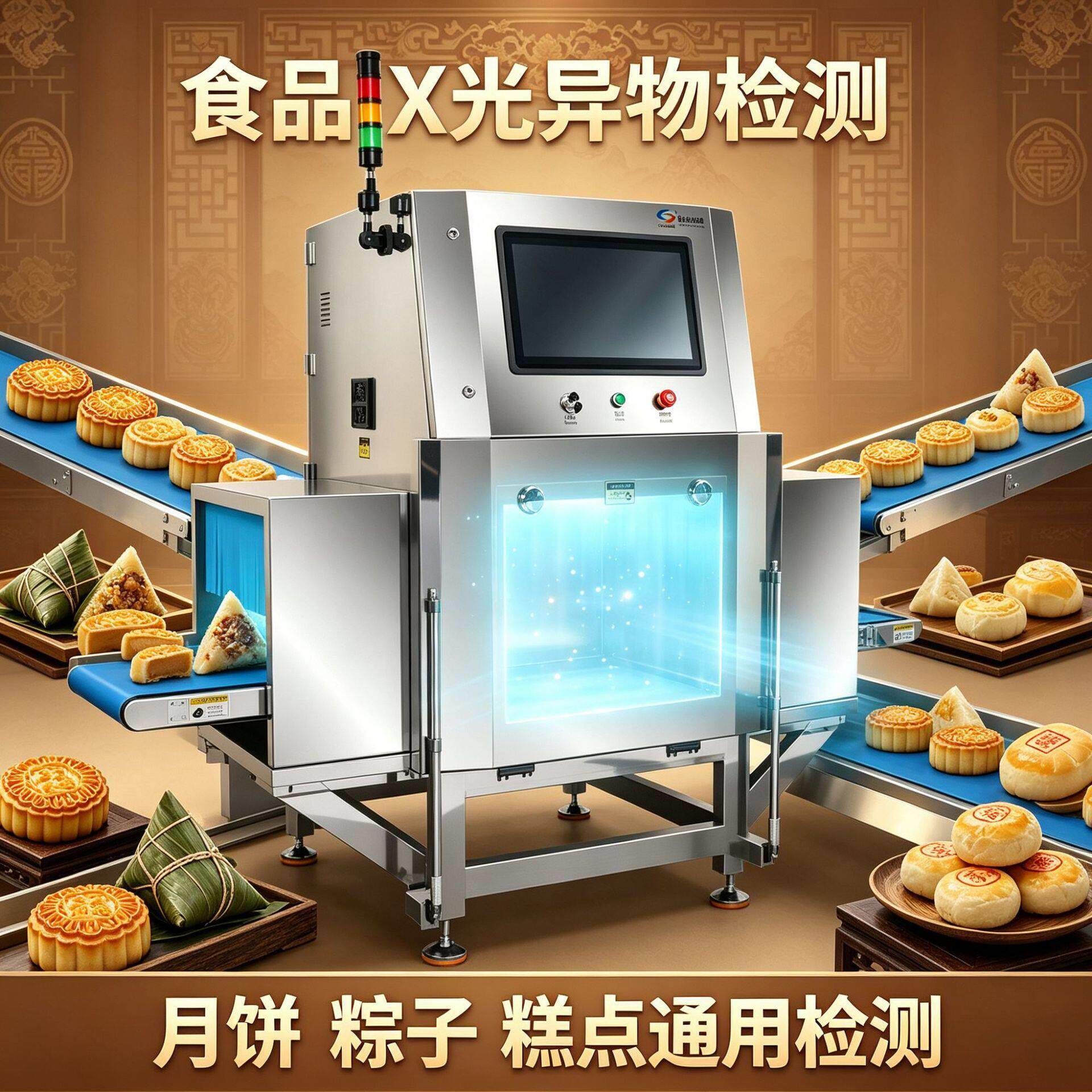 x光机异物检测传统食品月饼粽子糕点节日食品零食带式骨头