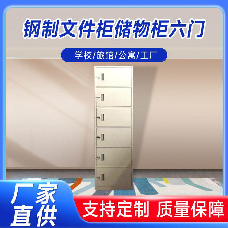 厂家钢制六门铁皮柜储物柜公室文件柜员工宿舍带挂锁扣柜子