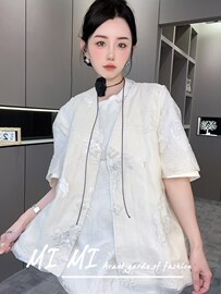 RR fashion 2024春季欧洲站牛仔马甲女国风重工刺绣无袖外套