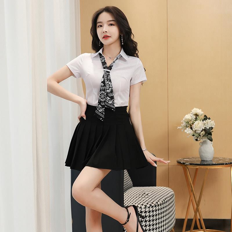 足疗女技师衣服显瘦套装足浴店前台工作服公主学院风夜场工服