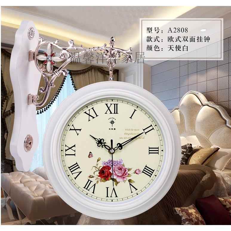 北极星双面挂钟客厅静音两面吊钟现代简约创意石英钟饭厅个性挂表