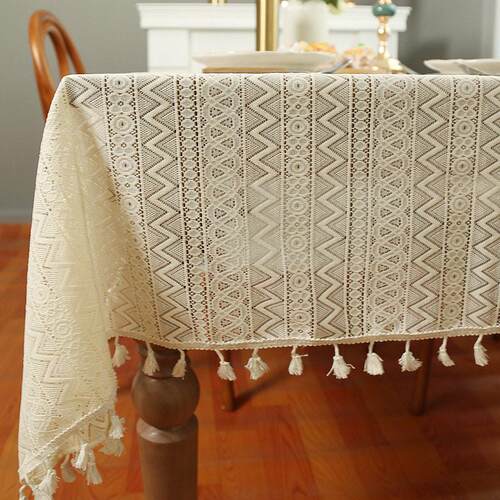 Lace tablecloth cotton linen table cloth non-slip table mat