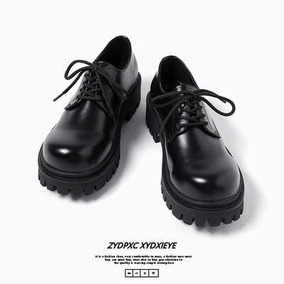 春季男士正装商务皮鞋高级感英伦风男生大头厚底德比鞋增高休闲鞋