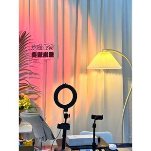 直播间背景窗帘免打孔安装魔术贴主播直播背景窗帘白纱纱帘