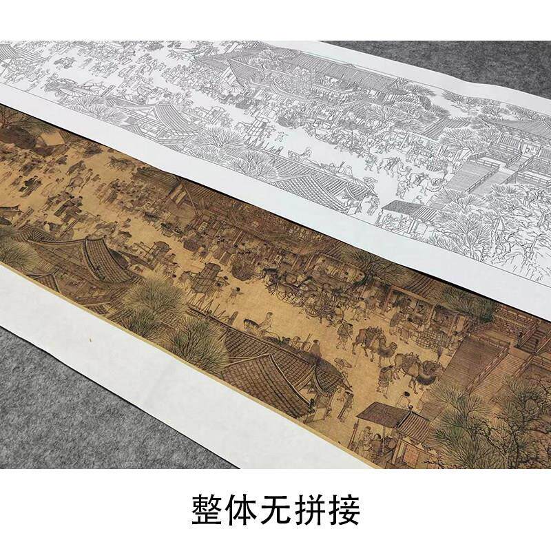 【无步骤 】工笔画白描底稿古画长卷张择端清明上河图初学者临摹