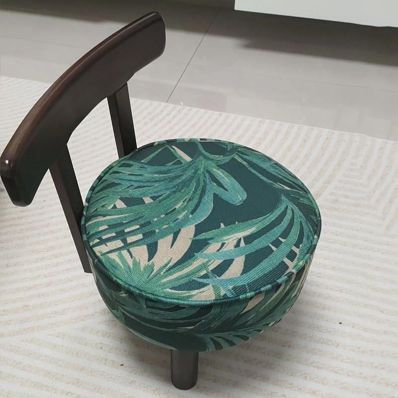 双杆实木旋转小凳子家用矮凳软坐垫大人坐椅子客厅高颜值圆沙发凳