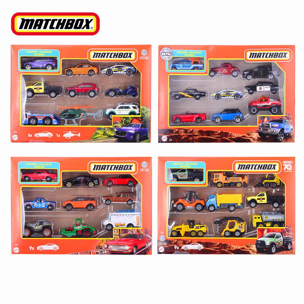 MATCHBOX火柴盒城市英雄9辆装小车合金模型玩具警车工程车
