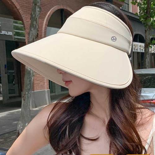 防晒帽子女2025新款夏季加大帽檐抗紫外线空顶遮阳帽遮全脸太阳帽
