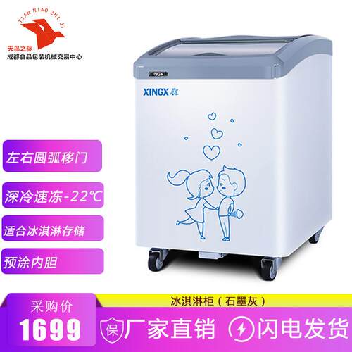 星星XINGX 冰淇淋冷冻柜平玻柜玻璃左右上下推拉门冰激凌展示柜