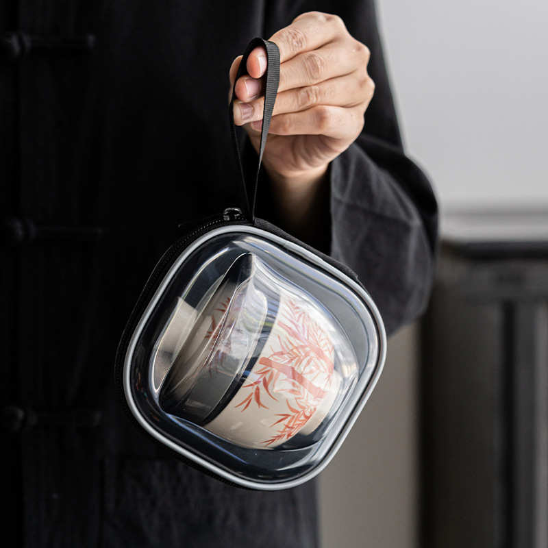 草木灰旅行茶具套装便携式小套快客杯陶瓷盖碗茶杯户外泡茶器批发