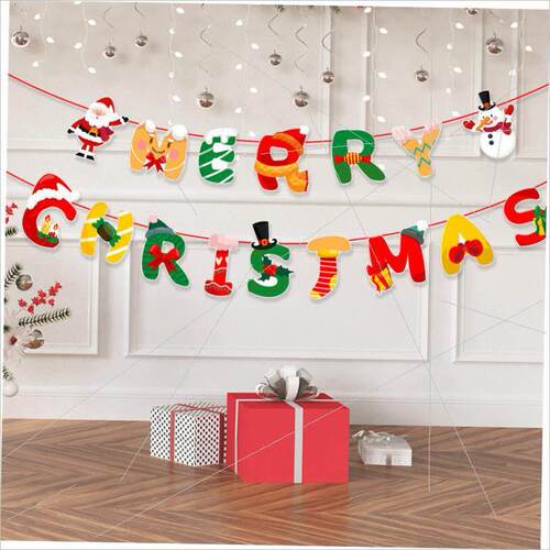 Christmas bunting Holiday banner party bunting圣诞节拉花挂旗