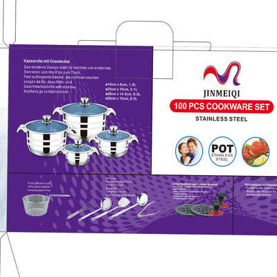FUNITE 厂家不锈钢炊具100PCS cookware sets套装锅出口炊具组合