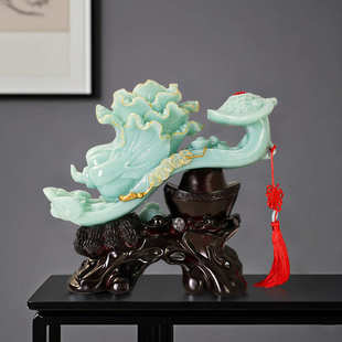 百财如意玉白菜摆件招财开业礼品实用大气客厅办公室博古架装 饰品