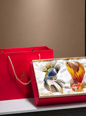 高档珐琅彩金鱼摆件年年有余客厅酒柜电视柜装饰品送乔迁新居礼品