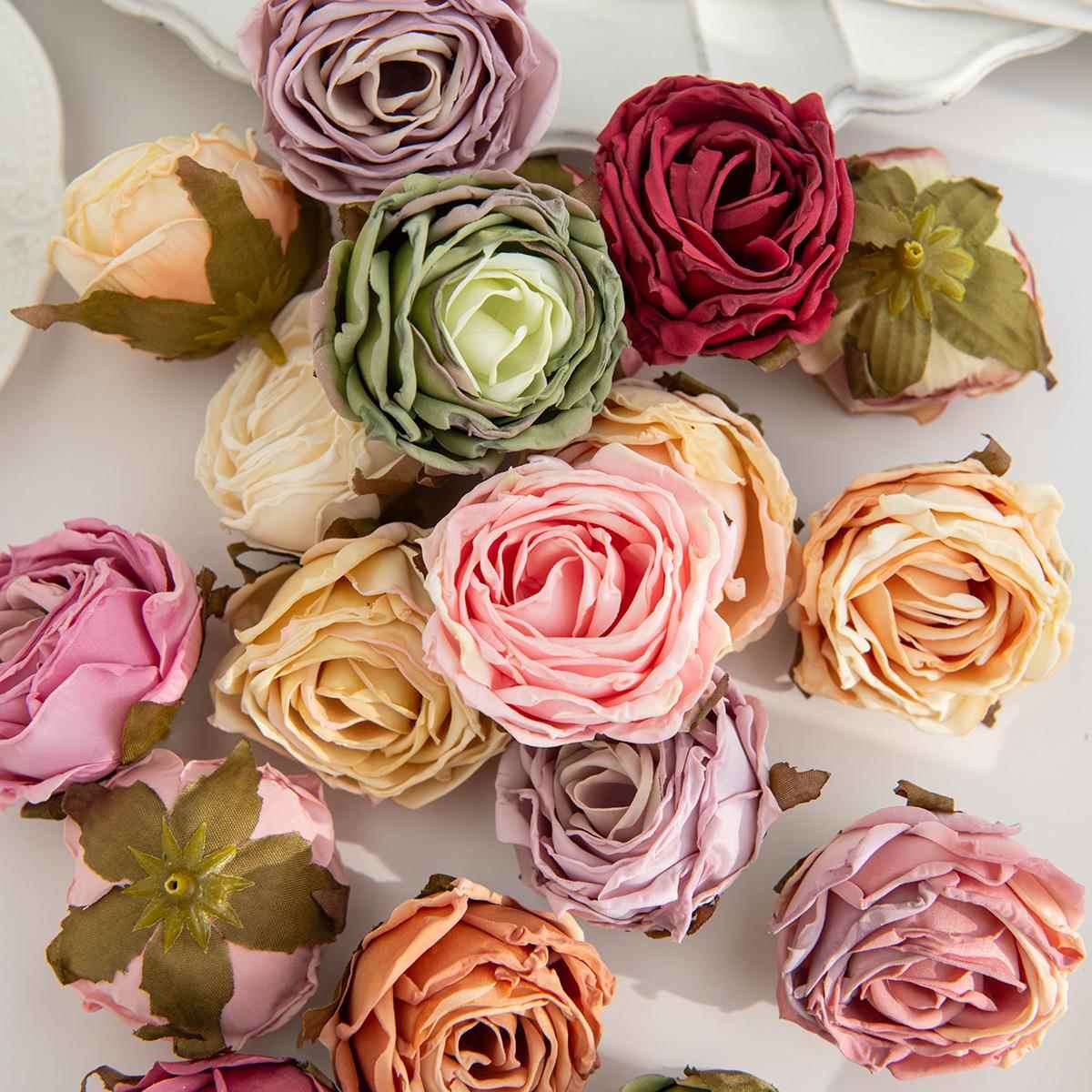 新品仿真牡丹花头手工制作材料花苞欧式复古玫瑰花朵婚庆服装帽子