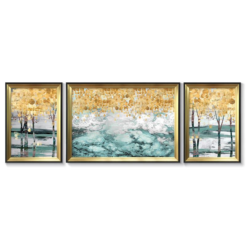 工厂美式客厅装饰画组合沙发背景墙壁画孔雀麋鹿三联欧式挂画