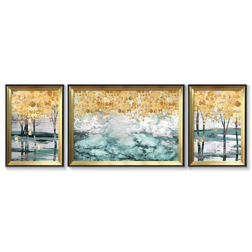 工厂美式客厅装饰画组合沙发背景墙壁画孔雀麋鹿三联欧式挂画