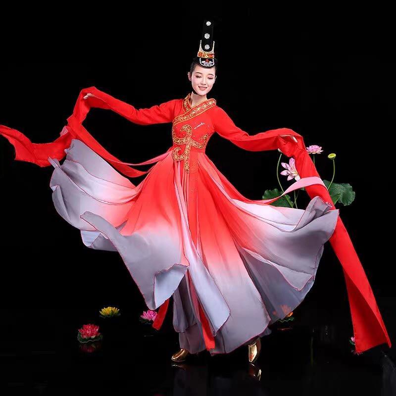 新款水月洛神舞蹈服水袖古典舞蹈服女飘逸中国风艺考甩袖演出服装