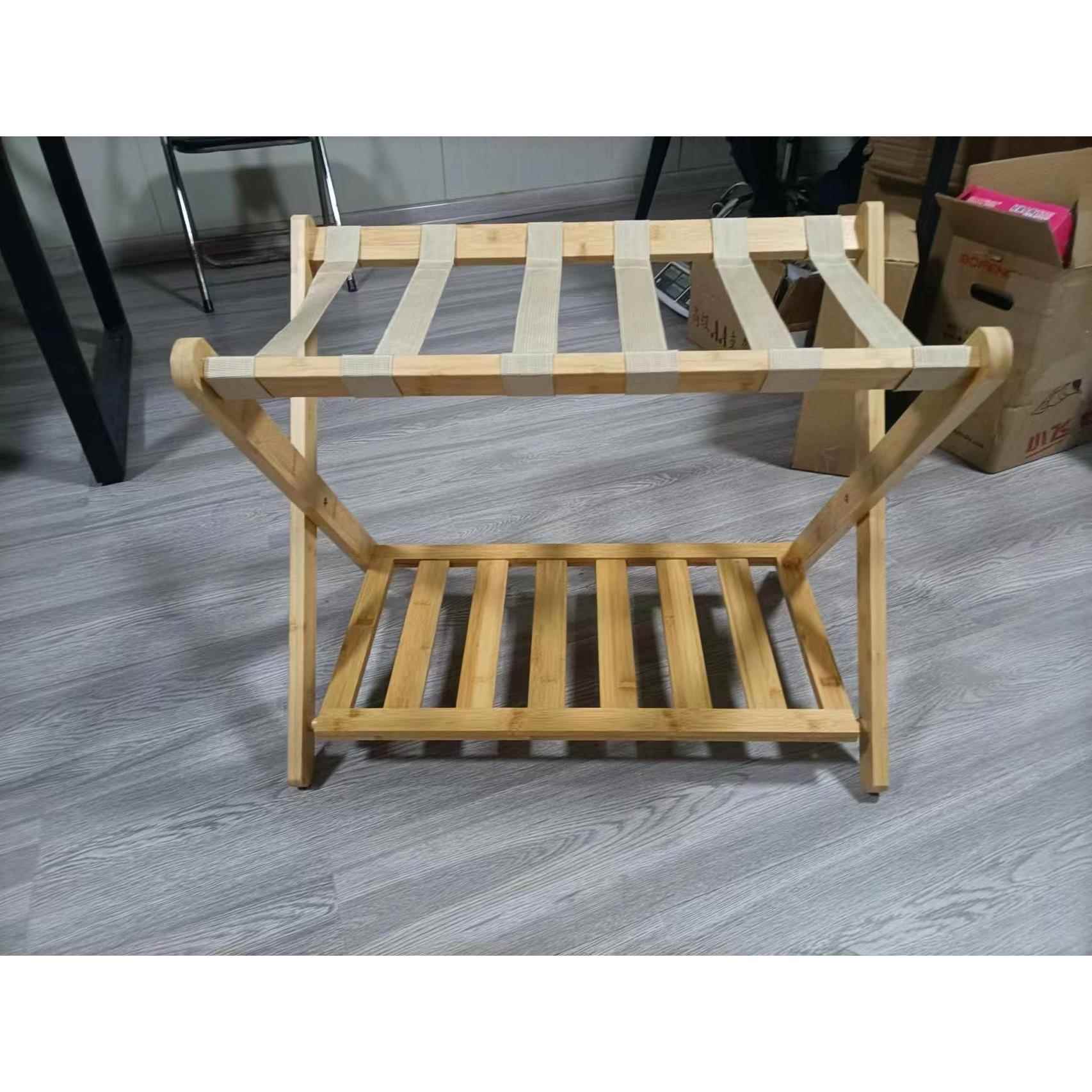 正品竹木李架家用卧民宿酒店客房宿舍室理整落地双层折叠收行纳置