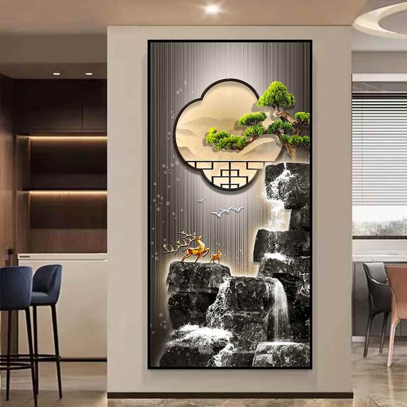 玄关装饰画贴画客厅3d立体墙贴纸入户玄关走廊过道挂画墙壁画自粘图片