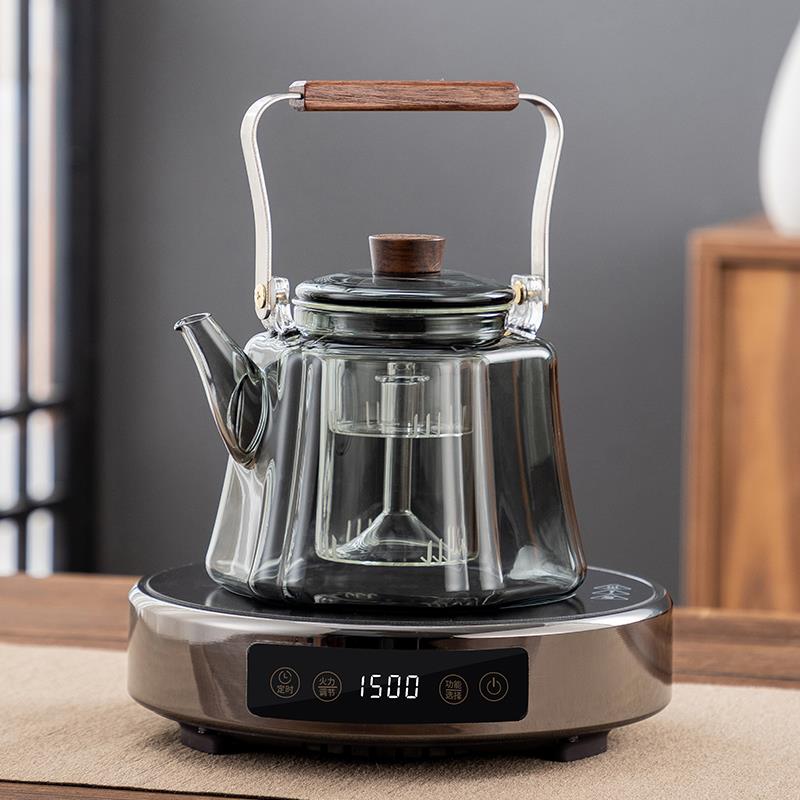 玻璃提梁蒸煮茶壶耐高温泡茶专用烧水壶围炉煮茶器家用电陶炉套装