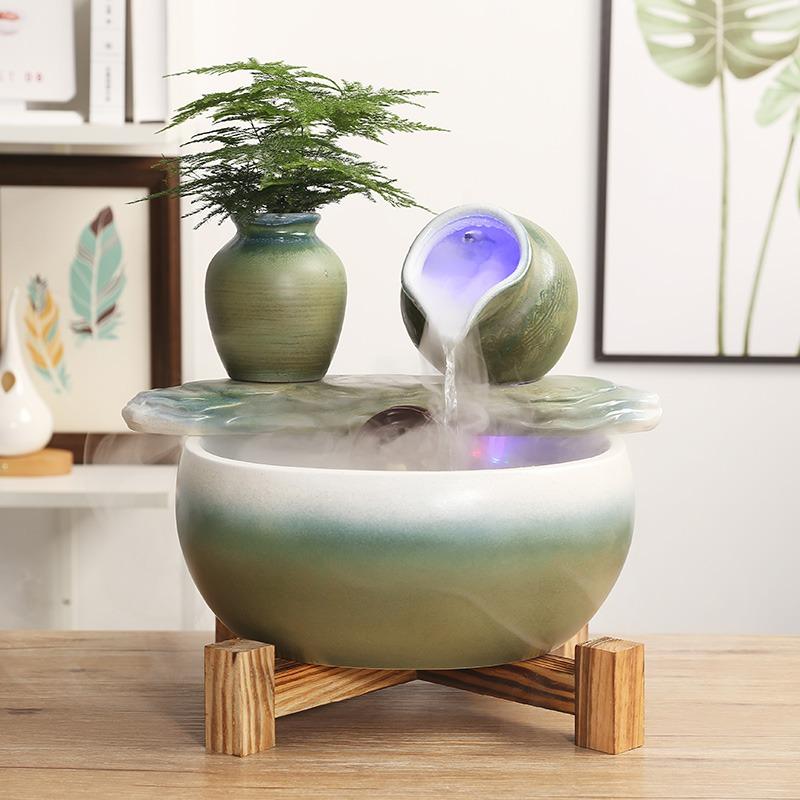 流水摆件陶瓷循环流水生财中式桌面茶几喷泉鱼缸家用装饰造景招财