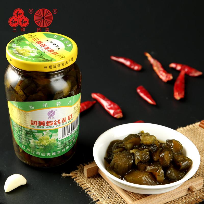三和四美酱菜姜丝乳瓜375g瓶装扬州特产嫩生姜小黄瓜咸菜下饭小菜