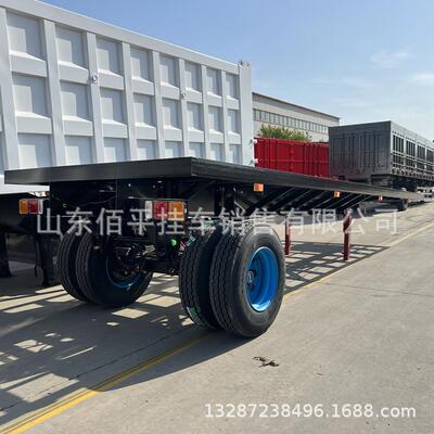 出口单桥拖车全挂平板拖车侧翻挂车单桥平板拖车