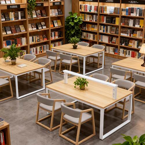 大学图书馆阅览桌定制培训机构书店多功能带护眼灯专用学习书桌椅