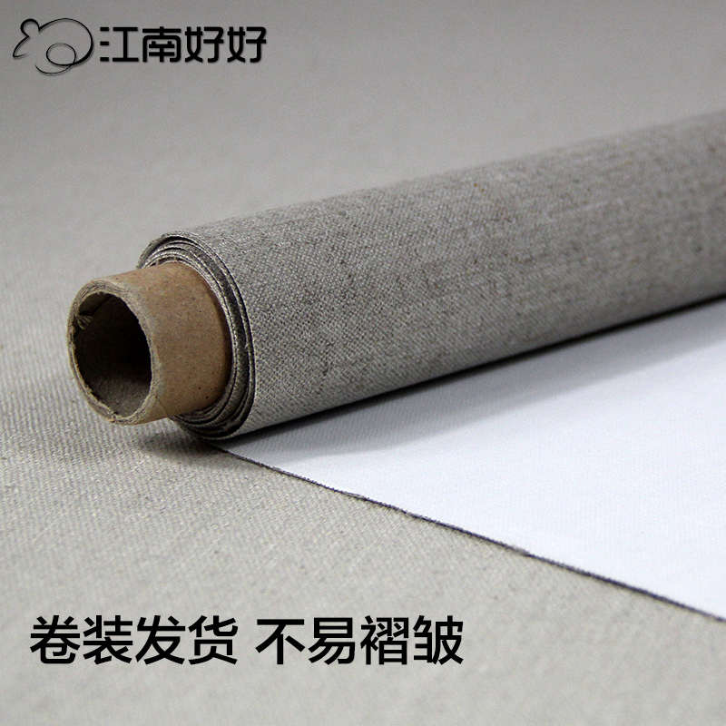 中粗细纹纯雨露麻油画布亚麻涂层成品画布 创作油画框布丙烯绘画